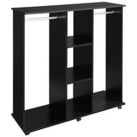 Mobile Open Wardrobe Storage Shelves w/6 Wheels Clothes Hanging Rail Black