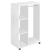 Open Wardrobe on Wheels, W/Rods and Shelves, Clothes, Shoes Organizer Rack