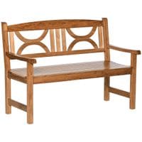 Wood Garden Bench Outdoor 2-Seater with Armrests Front Porch Chair Natural