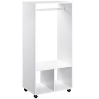 Open Wardrobe Clothes Rail Bedroom Clothes Storage W/Hanging Rod Shelves White