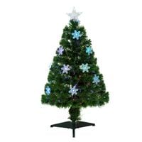 3FT Artificial Christmas Xmas Tree Colourful LED Snowflake From 7.99 Green