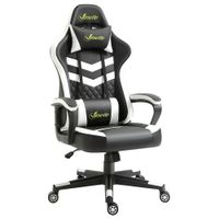 Racing Gaming Chair W/Lumbar Support, Headrest, Gamer Office Chair, Black White