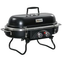 Foldable Table Top Gas Bbq Grill w/2 Burners Lid Thermometer Aluminium Alloy