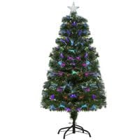 4FT Multicoloured Artificial Christmas Tree w/Pre-Lit Modes Metal Stand