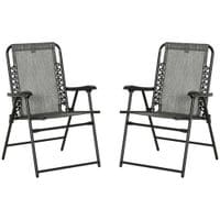 Outdoor 2Pcs Patio Folding Chair Portable Loungers for Camping Lawn w/Armrest84B-811GY