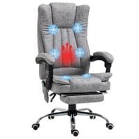 6-Point Vibrating Massage Office Chair w/Microfibre Upholstery Arms Grey