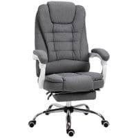 Office Chair Computer Swivel Task Recliner for Home W/Footrest, Arm, Grey