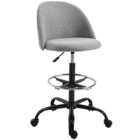 High Back Chair Home Office Seat Ergonomic w/5 Wheels Padded Grey
