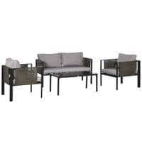 4 Piece Garden Furniture Set w/Coffee Table Texteline Pocket Cushions