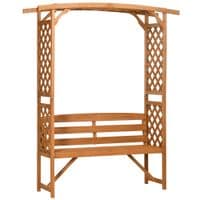 Patio Garden Bench, Arch Pergola with Natural Wooden Garden Arbour with Seat