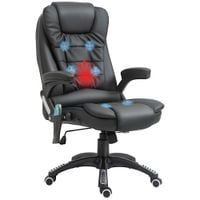 Executive Office Chair with Massage and Heat PU Leather Reclining Chair, Black