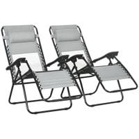 Foldable Garden Recliner Chairs Set of 2 w/Footstool and Headrest84B-856V70GY
