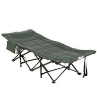 Foldable Camping Bed W/Soft Padding, Carry Bag, Magazine Bag, Cup Holder, Grey