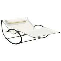 Garden Double Rocker Lounger Hammock W/Pillow Sun Bed Patio Swing Chair Cream