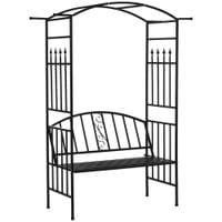 Metal Garden Arbor Arch with 2-Seat Bench Outdoor Decoration Patio - 205 H cm844-282