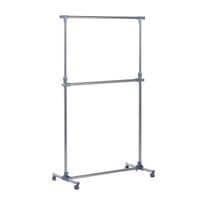 Heavy Duty Adjustable Clothes Hanger Storage Clots Rail Garments Shelf Wheels