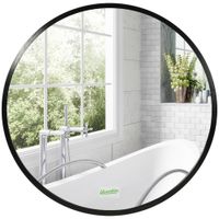 Modern Wall-mounted Vanity Mirror for Bedroom Bathroom Washroom, Black, 40x40cm