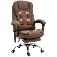 Vintage High Back Heated Massage Office Chair w/6 Vibration Points, Brown