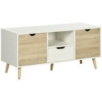 Modern TV Unit Cabinet Stand W/Cabinets and Drawer for Living Room Natural