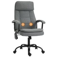2-Point Massage Office Chair Linen-Look Fabric Adjustable Height Chair Grey