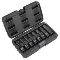 8pc 1/2"Sq Drive Hex Impact Socket Bit Set - Imperial