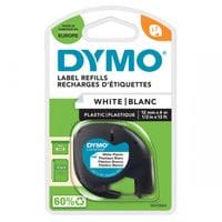 91221 12mm X 4m Black on White Plastic Tape