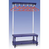 Plastic Cloakroom & Changing Room Furniture - Cloakroom Bench with Hangers - Single Sided - Blue 325434