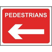 Pedestrians Arrow Left Roll-Up Traffic Sign