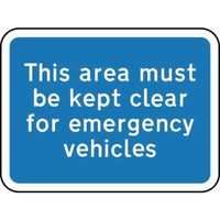 This Area Must Be Kept Clear for Emergency Vehicles Road Sign