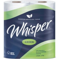 WGREEN2 Whisper 2PLY Recycled Toilet Roll - 210 Sheets (PK-40)
