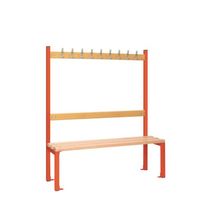 Childrens Single Sided Cloakroom Bench, Red Frame, 1200mm Wide Length mm 1200 No. of Hooks 9