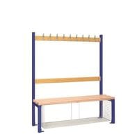 Childrens Single Sided Cloakroom Bench with Shoe Trays, Dark Blue Frame, 1200mm Wide Length mm 1200 No. of Hooks 9