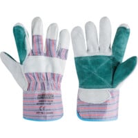Doublepalm Heavy Duty Leather Rigger Gloves 2" Cuffs Blue (SIZE-11)