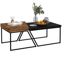 Industrial Coffee Table Set of 2 Geometric Coffee Tables for Living Room