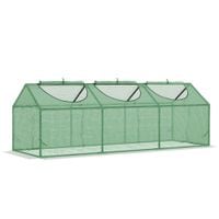 Mini Greenhouse Small Plant Grow House for Outdoor w/PE Cover 3 Windows Green