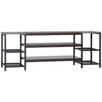 Industrial TV Stand Cabinet with Storage Shelves Living Room Brown and Grey