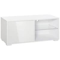 High Gloss TV Stand Storage Cabinet 2 Shelves Living Room Home Office White