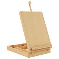 Wooden Table Easel Box Hold Canvas Up to 61cm Adjustable Storage Table Box Easel