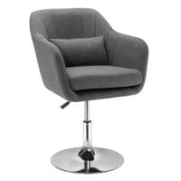 Stylish Retro Linen Swivel Tub Chair with Steel Frame Cushion Wide Seat Dark Grey