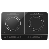 Baridi Portable Induction Hob Two Zone 2800W 10 Power Settings Timer Function Black