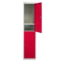 Metal Storage Lockers Two Doors Flatpacked Red