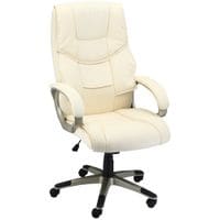 Executive Computer Office Desk Chair High Back Faux Leather Swivel Chair White