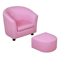Kids Mini Sofa Children Armchair with Ottoman for Bedroom Playroom Pink
