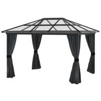 3 x 3.6m Aluminium Hardtop Gazebo Canopy with Polycarbonate Roof & Sidewalls