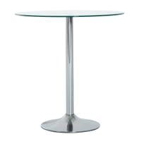 Metal Round Dining Table Bistro Pub Counter with Tempered Glass Top Home D COR