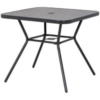 Outdoor Garden Table with Faux-marbled Top & 42mm Umbrella Hole for Patio