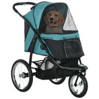 3 Wheel Pet Stroller for Medium Small Dogs Foldable Cat Pram - Green