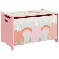 Toy Box Kids Toy Chest with Lid Safety Hinge - Pink