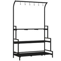 3 Tiered Plant Stand Ladder Shelf with Hanging Hooks for Indoor Outdoor Use