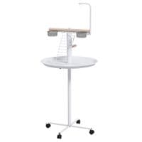Bird Table with Four Wheels Perches Stainless Steel Bowls Round Tray